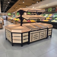 Table de présentation réglable pour supermarché, rayonnages robustes avec armoire pour fruits, légumes et produits frais
