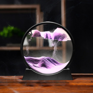 <span class=keywords><strong>Sablier</strong></span> <span class=keywords><strong>rond</strong></span> en verre soufflé à la main, scènes de sable mouvant 3D, art paysager, film animé, croix religieuse, Feng Shui, musique - Product Image 6