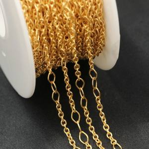 Cadenas de cable ovaladas rellenas de oro sin deslustre, fabricación de joyas, collar de pulsera permanente, cadena a granel - Product Image 1