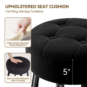 Tabourets de bar, tabourets de bar en velours à hauteur fixe, cadre en métal épais, repose-pieds dorés, protections de sol - Product Image 5