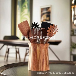 Boîte de rangement créative et minimaliste en bois pour vaisselle, organisateur d'ustensiles de cuisine en bois massif pour bureau, outil de cuisine - Product Image 5
