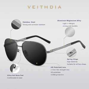 Veithdia Men's Polarized Aviator Sunglasses UV400 Aluminum Magnesium <b>Frame</b> TAC Lens Type 3 Protection - Product Image 3