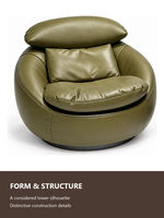 Fauteuil lounge rond moderne rembourré, fauteuil d'appoint individuel pour salon, hall d'hôtel
