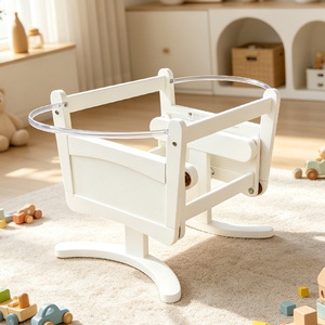 Support à bascule pour berceau Moïse <span class=keywords><strong>en</strong></span> bois <span class=keywords><strong>blanc</strong></span> de style nordique moderne pour chambre de bébé - Product Image 1