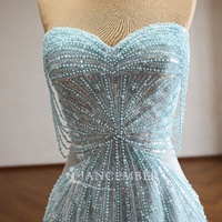 Rsm261058 Superbe Robe de Soirée Coupe A-line en Tulle Bleu Glace avec Décolleté Cœur et Perles Linéaires Scintillantes Jancember