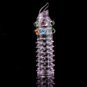 लोचदार स्पष्ट क्रिस्टल बिंदीदार कंडोम वाटरप्रूफ टैप पुरुष हस्तमैथुन सेक्स खिलौना - Product Image 1