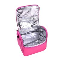 Beau sac isotherme rose à rayures arc-en-ciel en aluminium 2024 sac à déjeuner isolé sacs de transport de nourriture chaude fraîche avec bretelles