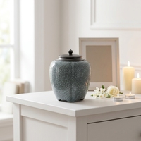 Meilleure Vente Urne Funéraire en Porcelaine Style Four de Gé avec Couvercle Métallique pour Placement dans un Mausolée ou Niche Sacrée