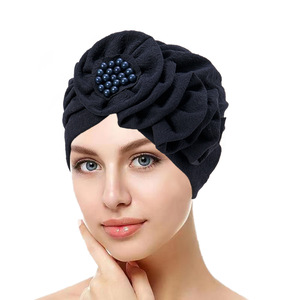 HZM-23340 Musulman Turban <span class=keywords><strong>Bonnet</strong></span> pour Femmes Foulard Chapeau Respirant Islam Femmes Pré Attaché Fleur <span class=keywords><strong>Chimio</strong></span> Chapeau - Product Image 3