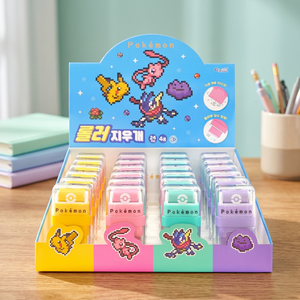 Gommes à effacer cylindriques en pixel art Pokémon, boîte de 24 pièces, papeterie coréenne pour enfants, gommes à effacer mignonnes en tube, cadeau pour enfants, vente en gros - Product Image 2