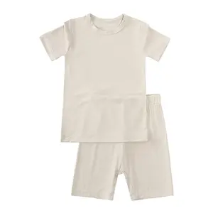 婴儿服装套装竹纤维学步女孩男孩夏装儿童短袖t恤短裤2 pcs套装定制标志低最小起订量