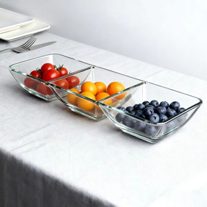 Bol de connexion en verre transparent, salade, plateau à fruits, bol à compartiments pour assaisonnements - Product Image 1