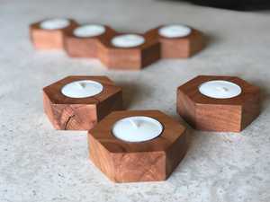 Bougeoir en bois fait à la main, chandelier pour décoration de la maison - Product Image 2