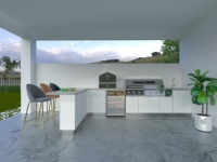 Ensemble de cuisine extérieure en forme de L, unité de cuisson modulaire pour projets de construction de villas, patios et jardins