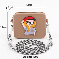 Sac bandoulière mini en silicone personnalisé OEM, pochette étanche à fermeture éclair, motif visage de fille de dessin animé, porte-monnaie, petit sac à bandoulière pour femme