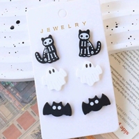 Boucles d'oreilles pendantes fantaisie en acrylique pour Halloween, motifs chat, fantôme, chauve-souris, pentagramme, colorées, pour femme, accessoire de mode, bijoux 2026