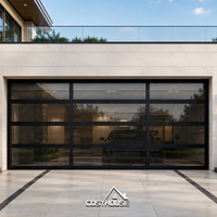 Porte de garage sectionnelle en aluminium et verre sur mesure avec cadre noir pour villa moderne