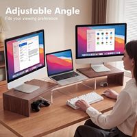 Support de Moniteur en Acrylique pour Ordinateur à Angle Réglable Haute Clarté, Organisateur de Bureau, Compatible iPad, Support pour Tablette PC et Clavier