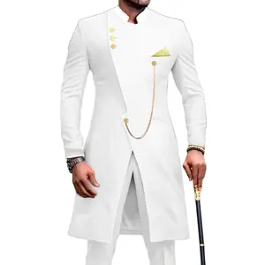 wedding men suits Stylish African White Long costume hommes classic Tuxedos Groom suit for men 2 Piece Slim Fit groom wear