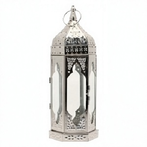 High End Design Silver Hexagonal <b>Moroccan</b> Metal Lantern With Cutout Design For Home <b>Decoration</b> - Product Image 1
