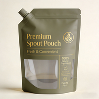 Pochette en plastique personnalisée avec bec verseur et fenêtre transparente 100ml 200ml 300ml pour emballage de lait, boissons, café, jus