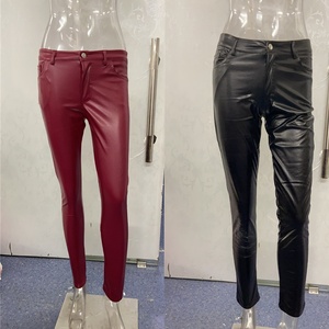 <span class=keywords><strong>Pantaloni</strong></span> da Donna in <span class=keywords><strong>Ecopelle</strong></span> alla Moda, Vita Alta con Bottoni, Modello Skinny a Sigaretta - Product Image 5
