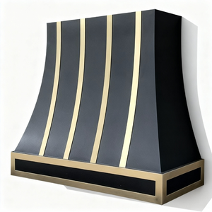 58 İnç Özel Siyah Paslanmaz Çelik Havalandırmalı Duvara Monte Davlumbaz Pirinç Kayışlarla Modern Mimari Tasarım - Product Image 3