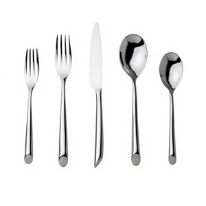 Ensemble de couverts minimalistes en acier inoxydable avec finition miroir, compatibles lave-vaisselle, pour mariage et usage domestique, en solde. - Product Image 1