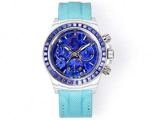 Reloj Mecánico Deportivo de Carbono Blanco de Alta Calidad con Diamantes Azules, Alarma de Buceo, Resistente al Agua, Esfera con Indicadores, 40 mm - Product Image 1