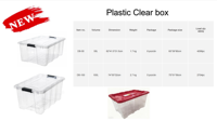 Boîte de rangement en plastique transparente multifonction durable DB-55L à prix compétitif, grande capacité, avec couvercle