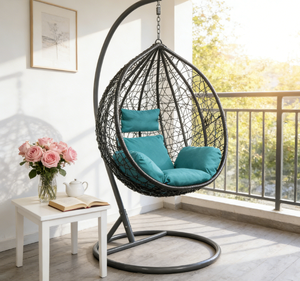 Silla Columpio Plegable Moderna, <span class=keywords><strong>Hamaca</strong></span> Portátil para Interiores y Exteriores con Soporte, Muebles de Ratán para Exteriores - Product Image 3