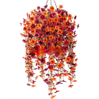 Plante artificielle en plastique Phalaenopsis, fleur violette d'automne, décoration murale suspendue pour extérieur, panier de fenêtre, décoration de vacances moderne