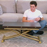 Table basse pliable en or convertible à hauteur réglable pour 8 personnes Table à manger pour petit espace