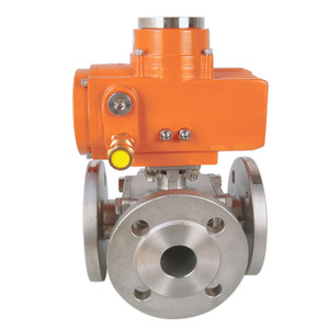 Vanne à boisseau sphérique 3 voies 24VDC pour eau DN80, température normale, TOP-140, fournisseur professionnel chinois, CE ISO, vanne à boisseau sphérique industrielle 3 voies - Product Image 2