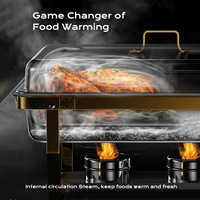 Ensemble de chauffe-plats pour buffet alimenté au gaz en acier inoxydable 201 avec une capacité de 111 L pour les buffets d'hôtel