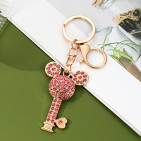 Nuevo Lanzamiento, Venta Especial, Accesorios para Bolsos con Forma de Cabeza de Ratón Pequeña de Estilo Simple, Llaveros Metálicos con Diamantes