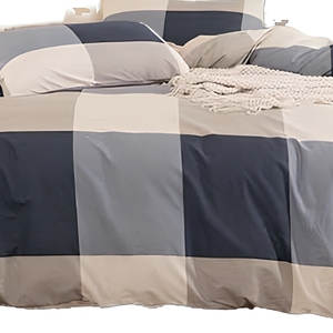 Set Sprei Kasur dari Kain Mikrofiber Plaid yang Nyaman dan Dapat Dicuci, Bermotif Kotak-kotak untuk Kamar Tidur Keluarga - Product Image 2