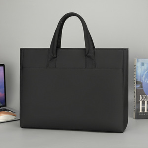 Shoulder Messenger Soft Black Office Durable Genuine Leather Oxford Handle Zipper Unisex <b>Document</b> Storage Laptop <b>Bag</b>. - Product Image 4