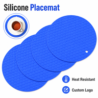 Sous-verre rond en silicone à pois avec logo personnalisé, résistant à la chaleur, antidérapant, support de casserole, dessous de plat, nappe de table, tapis de cuisine