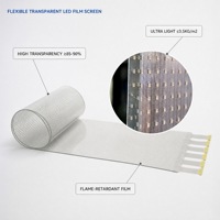 Écran LED transparent P4-20, film flexible et enroulable, pour vitrine et affichage publicitaire sur colonne