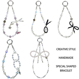 ATB forma di cachi perline perla bianca irregolare corpo in rilievo <span class=keywords><strong>bracciale</strong></span> del telefono cellulare cinturino per telefono cellulare - Product Image 2