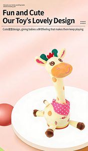 Giraffa Elettronica All'Ingrosso che Canta e Parla, Giocattolo di Peluche per Bambini con Canzoni, Luci e Ripetizione Vocale, Regalo per Neonati - Product Image 5