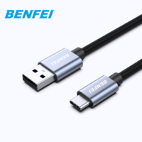 Kabel Pengisi Daya BENFEI 20W 2 Meter USB-A USB-C TPE PVC Braided Foil 3A Fast Charging Berlapis Nikel untuk Ponsel (Grosir)