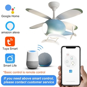 Ventilateur de plafond pour enfants avec lumière, pour chambre d'enfant, ventilateur de plafond en forme d'<span class=keywords><strong>avion</strong></span> ou d'hélicoptère avec lumière LED, lumière avec ventilateur pour chambre de fille - Product Image 2