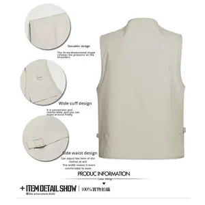 เสื้อกั๊กใช้งานได้หลายกระเป๋างานปักโลโก้สำหรับผู้ชาย - Product Image 4