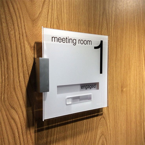 Placa de señalización para puerta de sala de reuniones con indicador de estado reemplazable, diseño minimalista para montaje en pared, para edificios de oficinas - Product Image 1