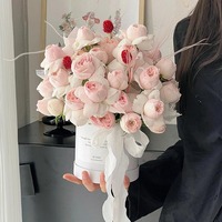 Boîte à fleurs ronde écologique 12*12/15*16/18*20cm, mini seau à fleurs pour emballage de fleurs, fournitures pour fleuristes avec logo personnalisé