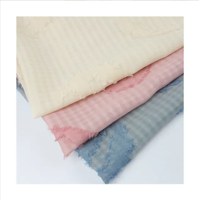 Textiles floraux en mousseline de soie 100% Polyester, tissu Floral découpé, tissu Jacquard en mousseline de soie