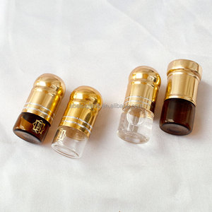 Rodillo ámbar marrón <span class=keywords><strong>oscuro</strong></span> de 1ml al por mayor en botella de cristal de aceite esencial con tapa de aluminio dorado - Product Image 2