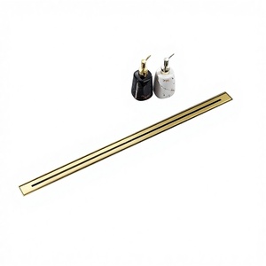 Muschbath Scarico Doccia Lineare Rettangolare Ultra Sottile da 24 Pollici, Oro Spazzolato, Acciaio Inossidabile 304, Facile Installazione e Pulizia - Product Image 1